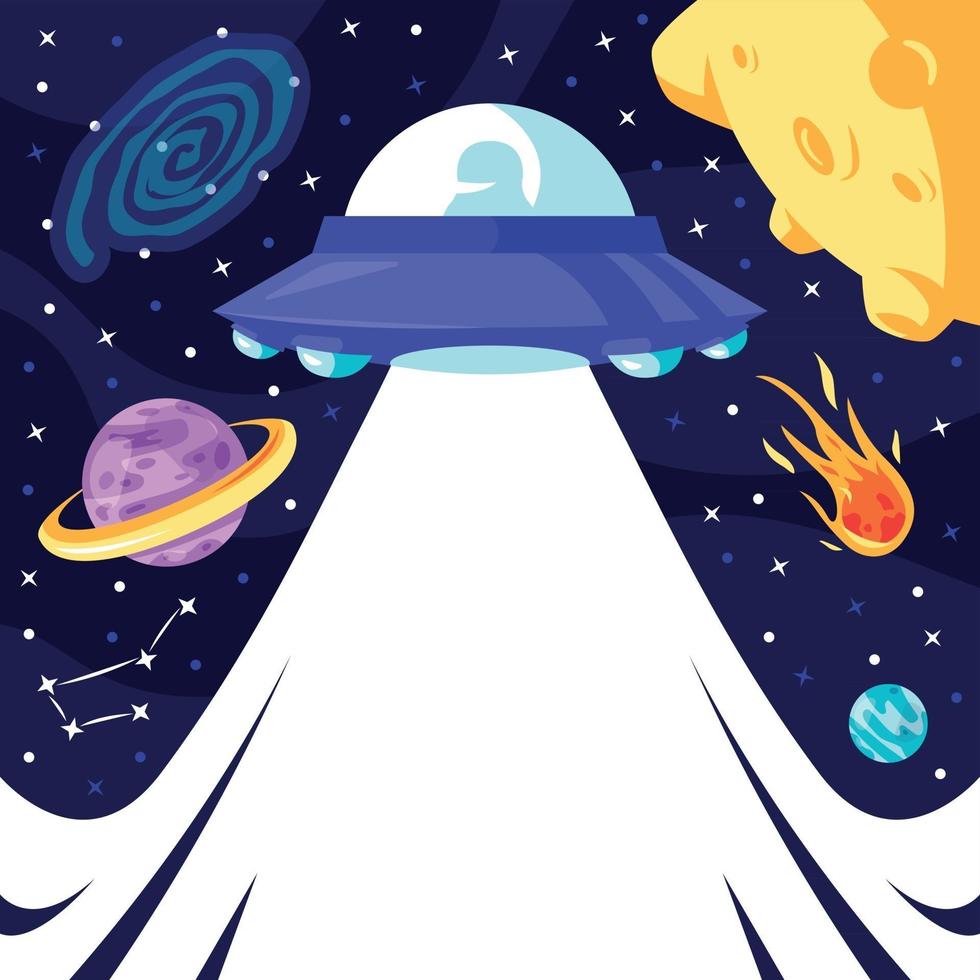 UFO in Outer Space Background vector