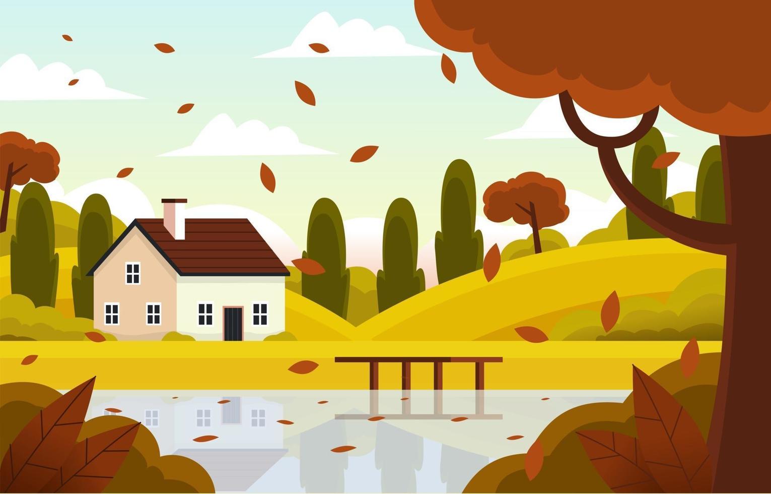 Fall Season Scenery vector