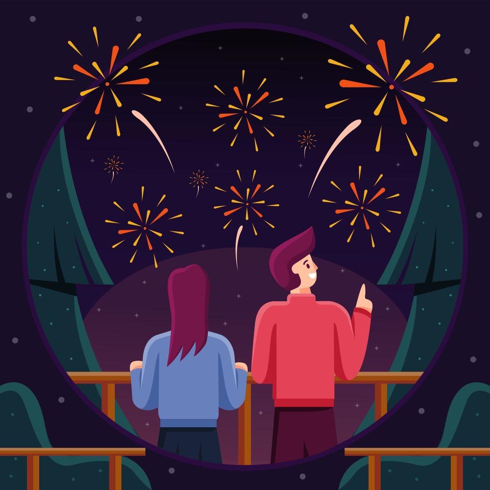 Couple Enjoying Firework Show vector