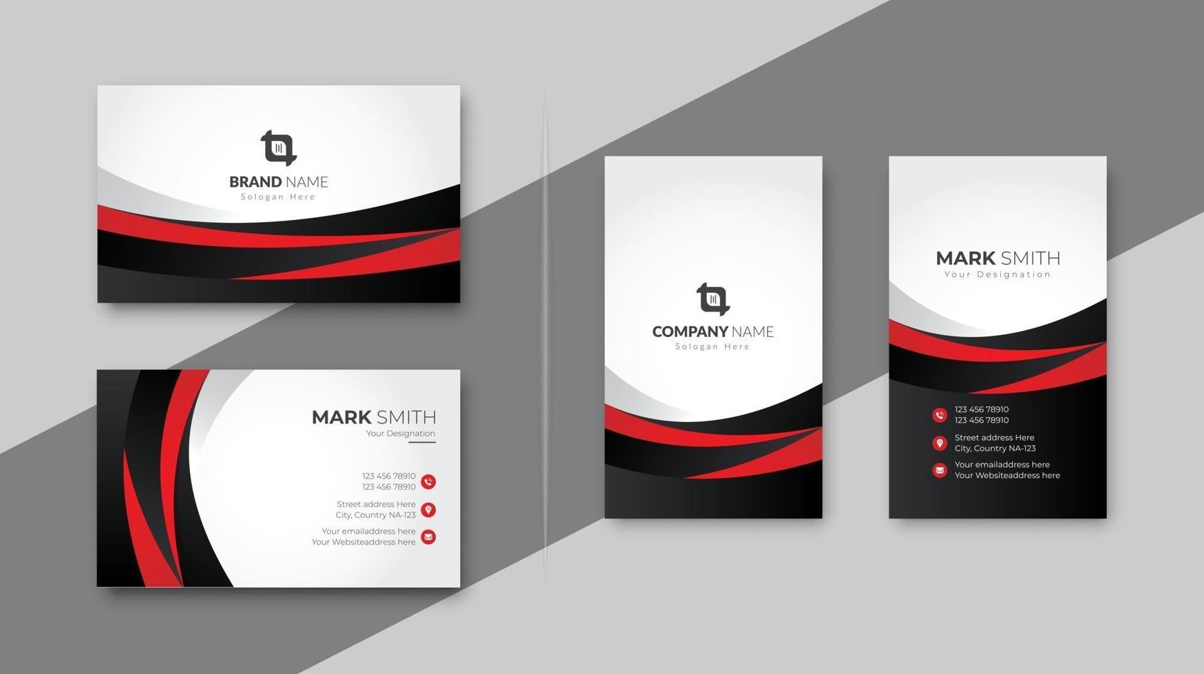 Modern red business card design with corporate vector