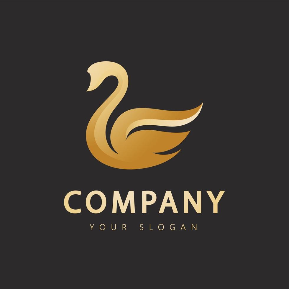 Golden swan abstract logo vector template