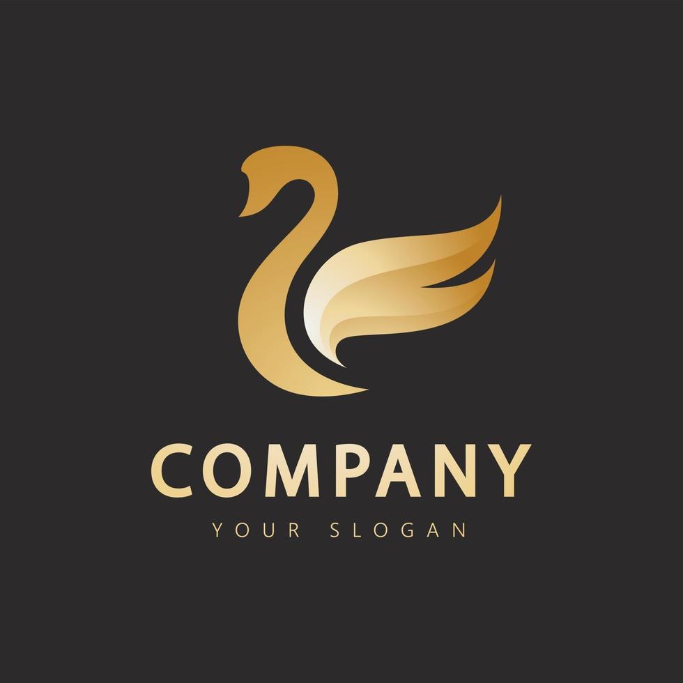 Golden swan abstract logo vector template