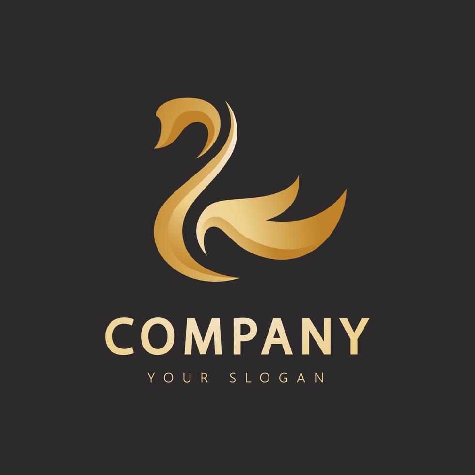 Golden swan abstract logo vector template
