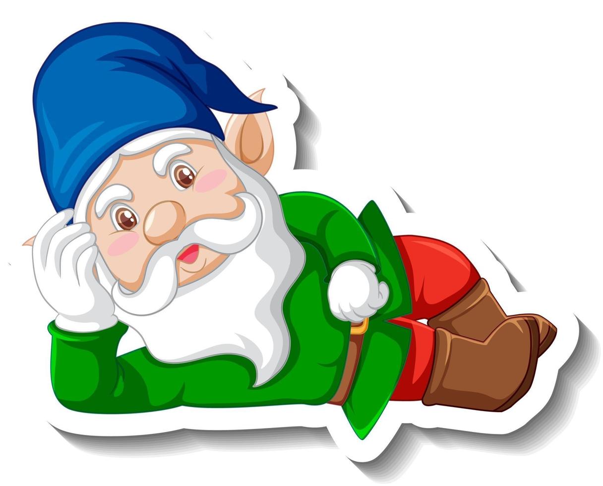 A sticker template with garden gnome or dwarf cartoon chracter vector