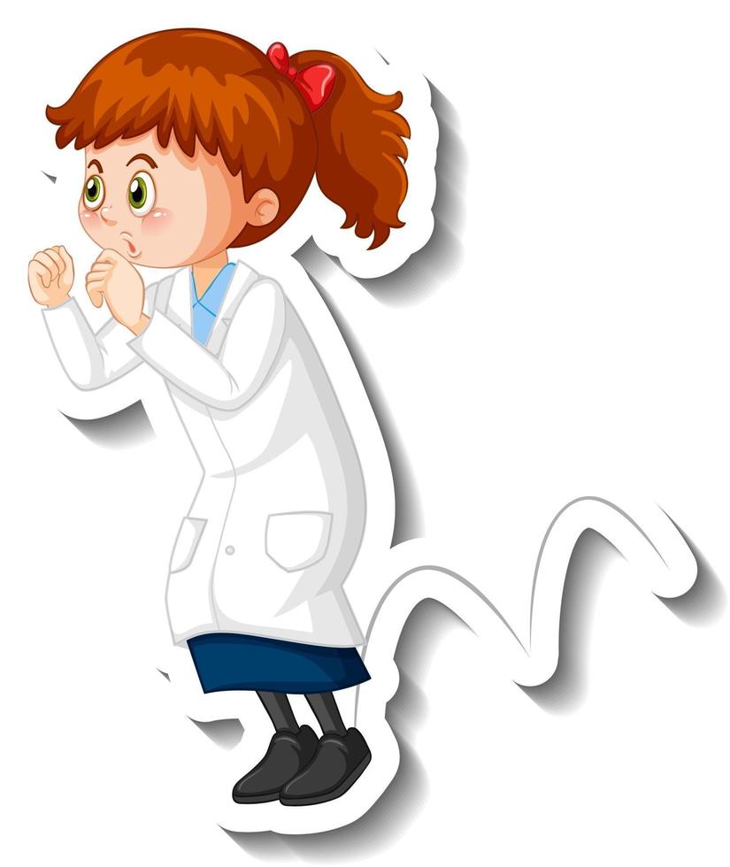 personaje de dibujos animados de niña científica hacer experimento de salto vector