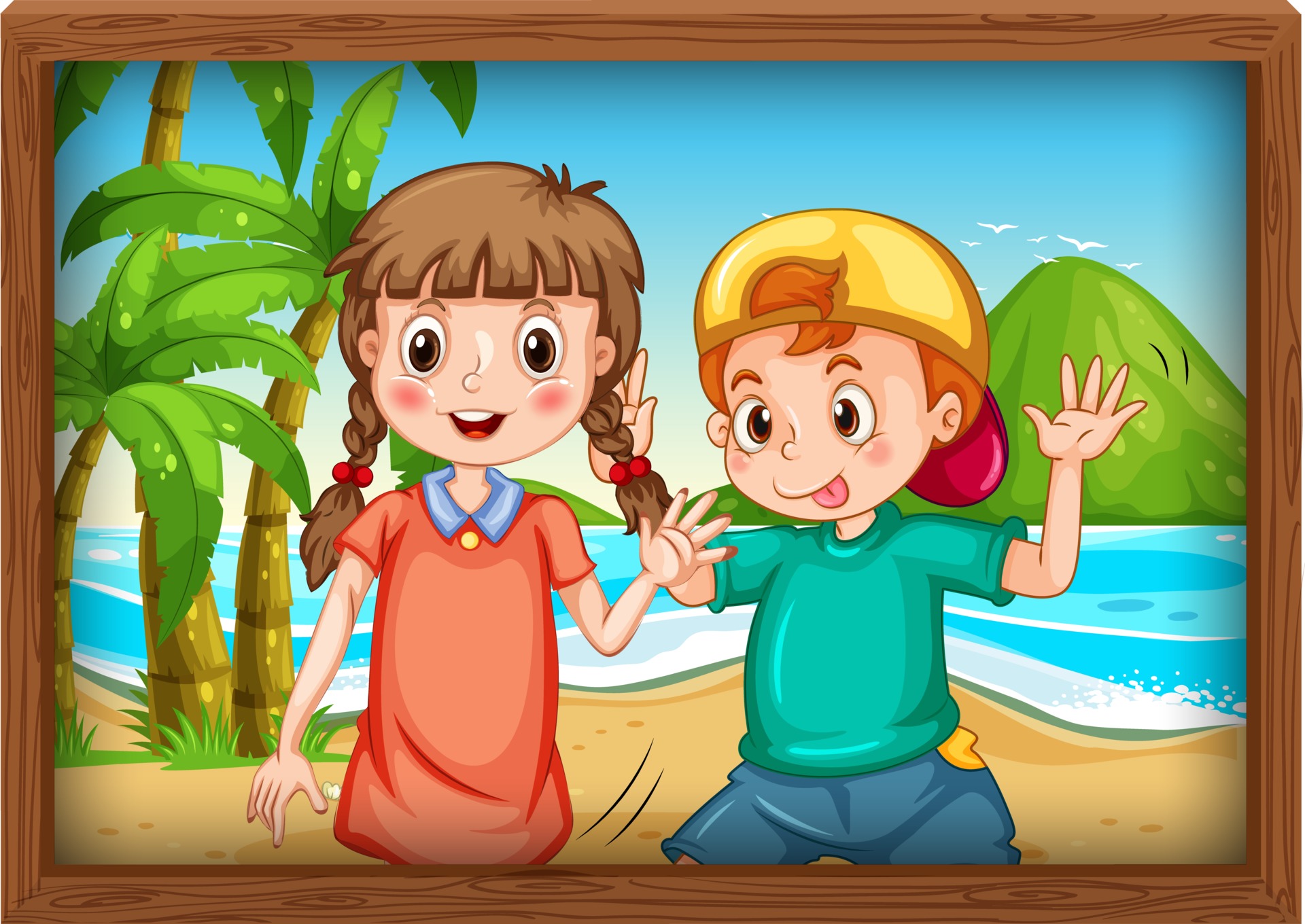 Download Best friends picture on wooden frame 2861127 Vector Art at ...