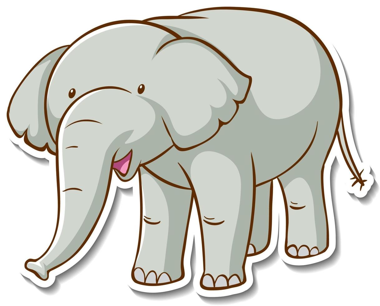 Sticker design with cute elephant isolated vector