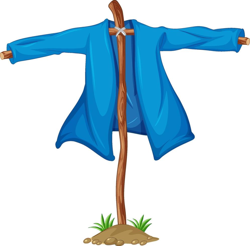 Garden scarecrow without head in cartoon style isolated vector