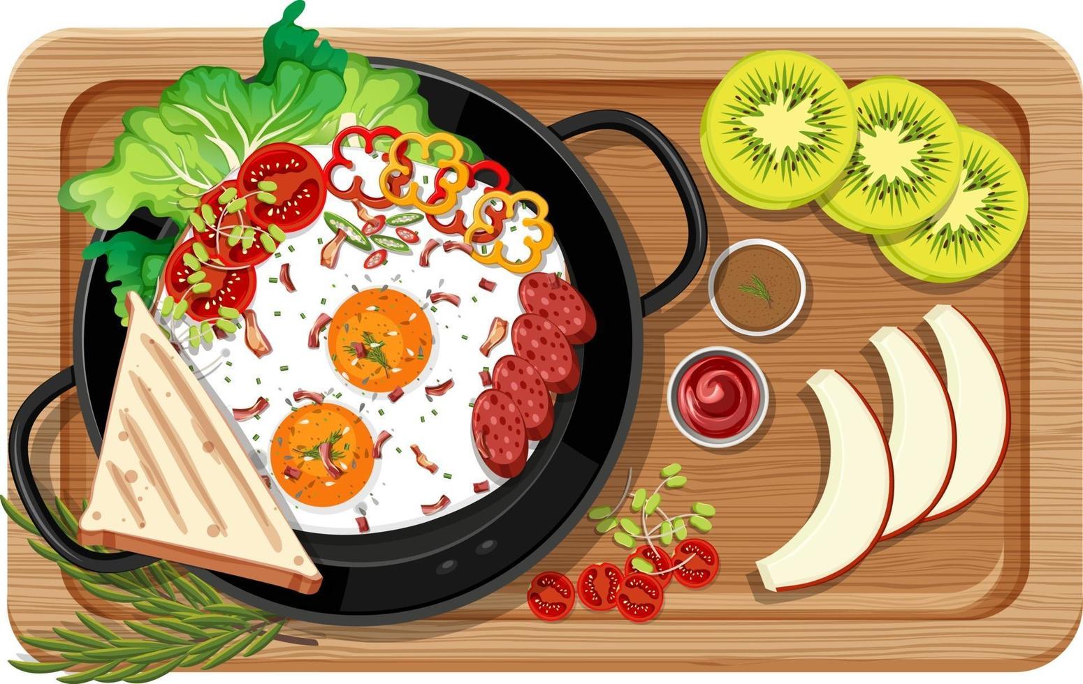 Breakfast set in the pan isolated vector