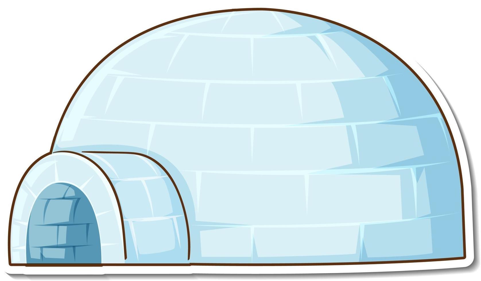 Sticker Ice igloo house on white background vector