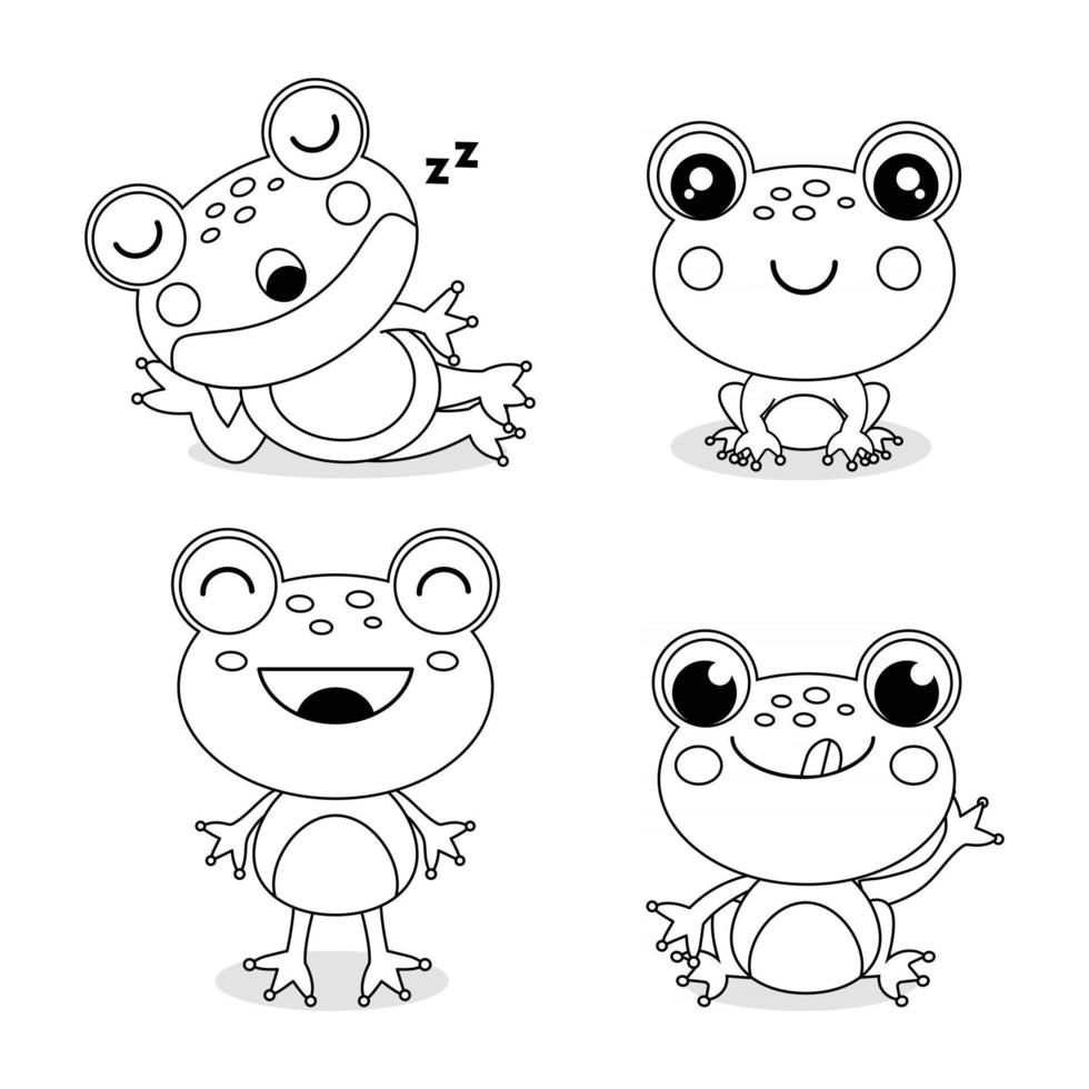 Set of  little frogs in cartoon style. vector