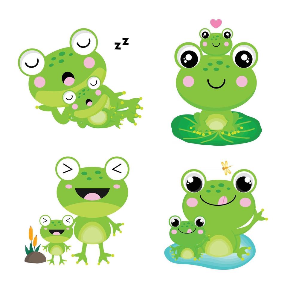 dibujos animados de rana madre y bebé para niños. 2861321 Vector en Vecteezy