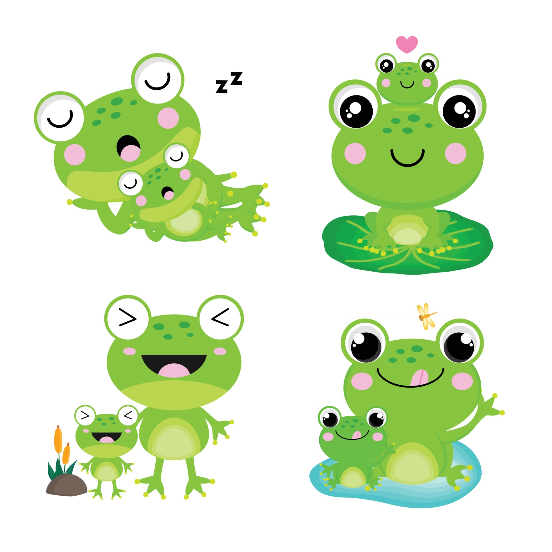 Mother and Baby Frog cartoon for kids. 2861321 Vector Art at Vecteezy