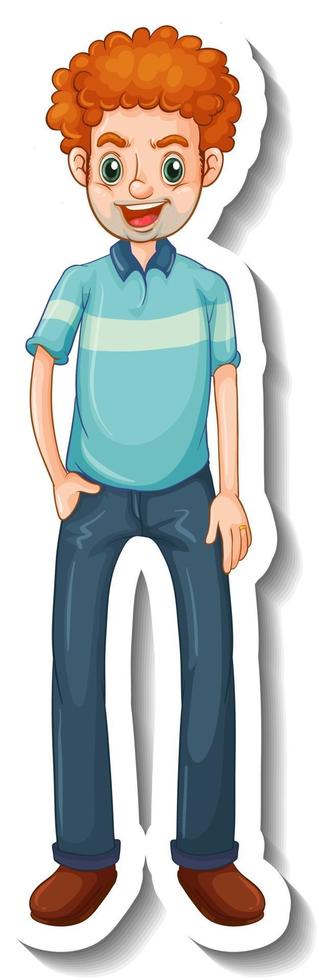 A sticker template with a man in standing pose vector