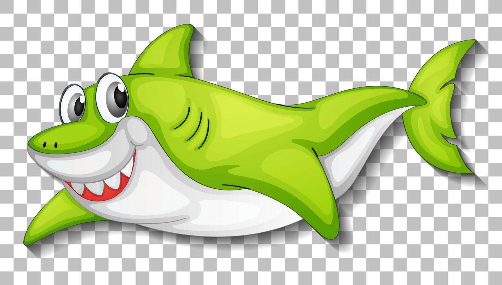 Smiling cute shark cartoon character isolated vector