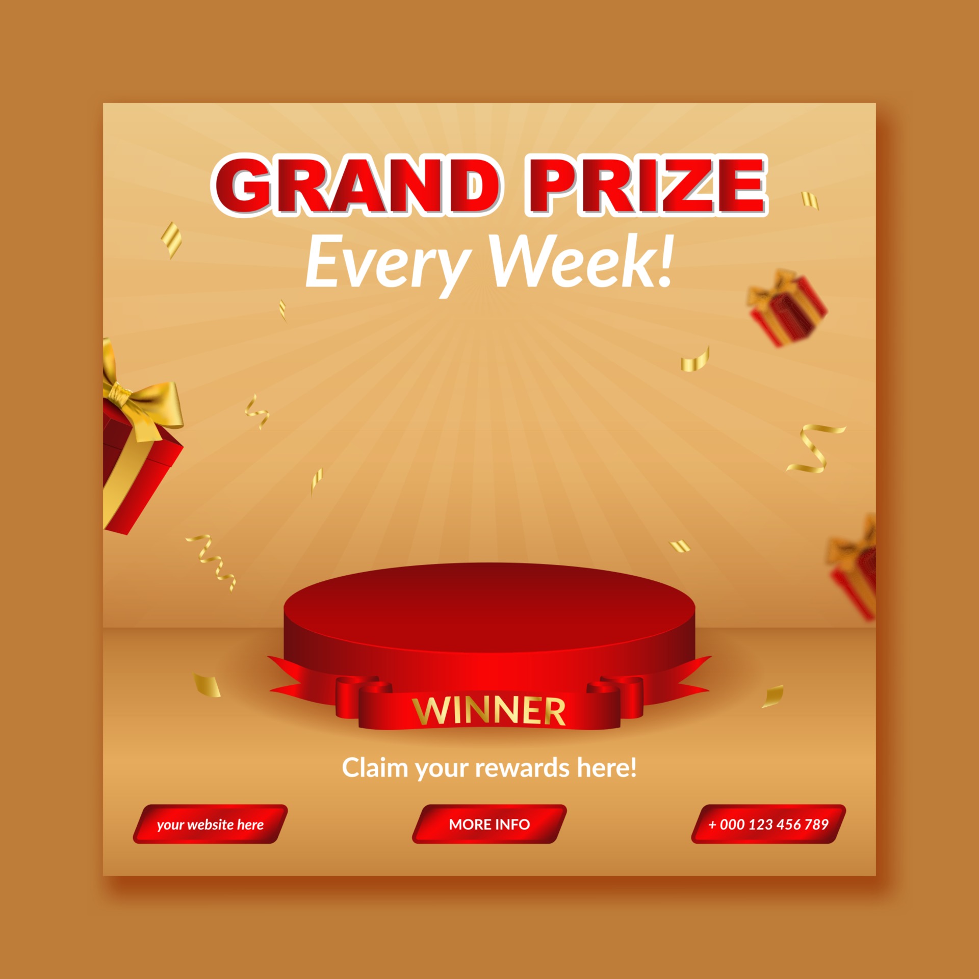 Grand prize winner announcement for social media post template 2861410