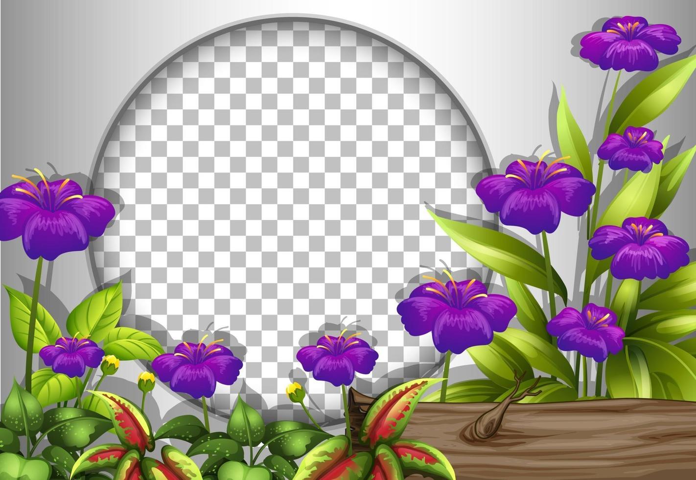 Round frame with tropical flowers and leaves template vector