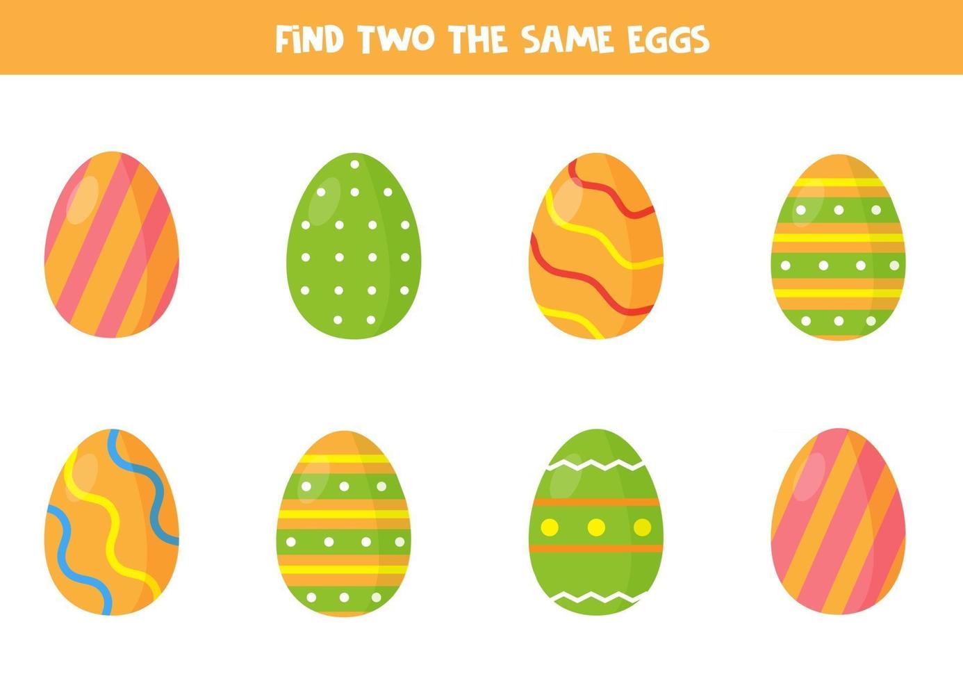 Find two the same Easter eggs. vector