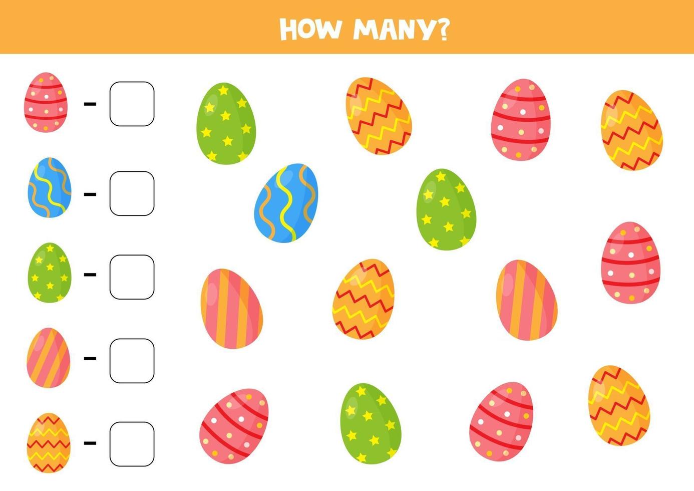 easter eggs counting game how many are there worksheet for kids 2861466 vector art at vecteezy