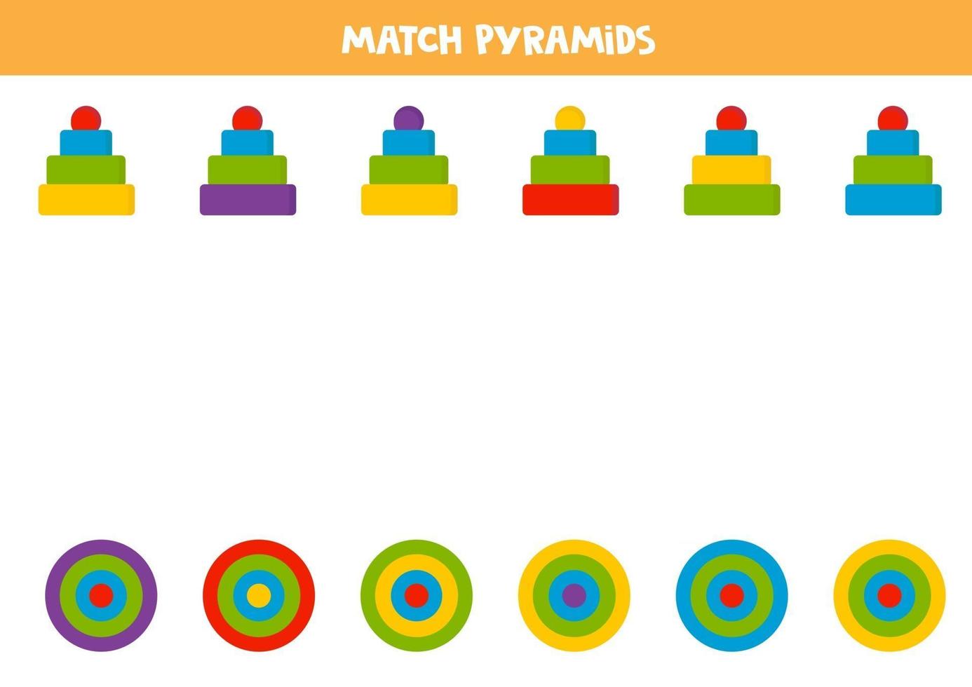 Match pyramid and its view from top. vector