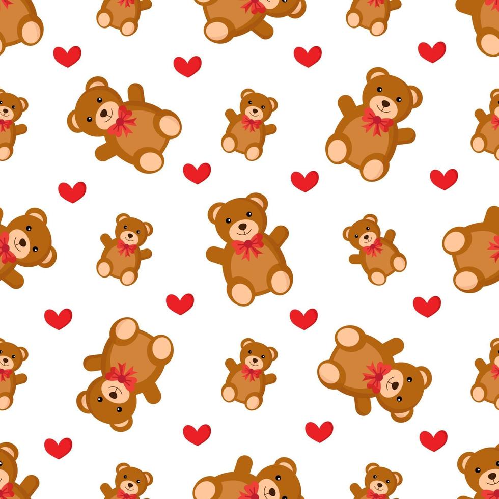 Cute seamless pattern with valentine teddy bears. vector