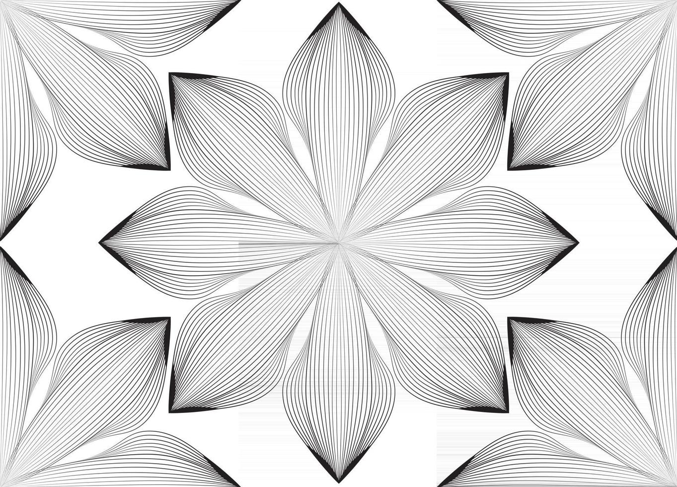 Abstract seamless floral line pattern. Arabic line ornament with flower shapes. Floral orient tile pattern with black lines. Asian ornament. Swirl geometric doodle texture vector