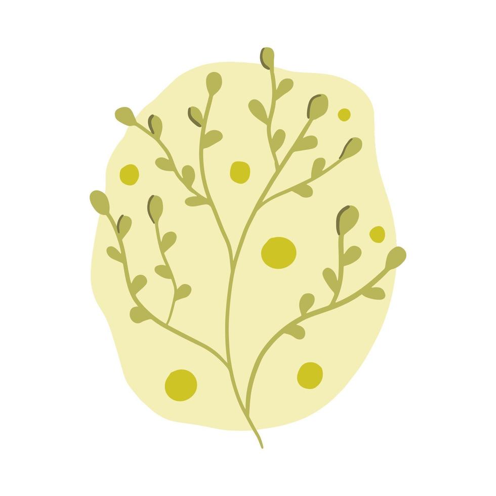 Abstract minimal branch and leaves, modern flat illustration. Design for social media background. vector