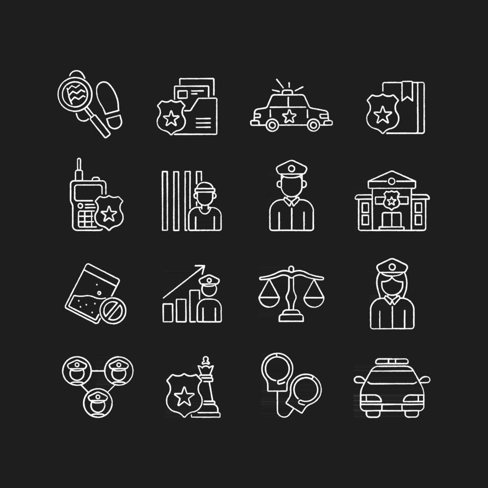 Police chalk icons set vector