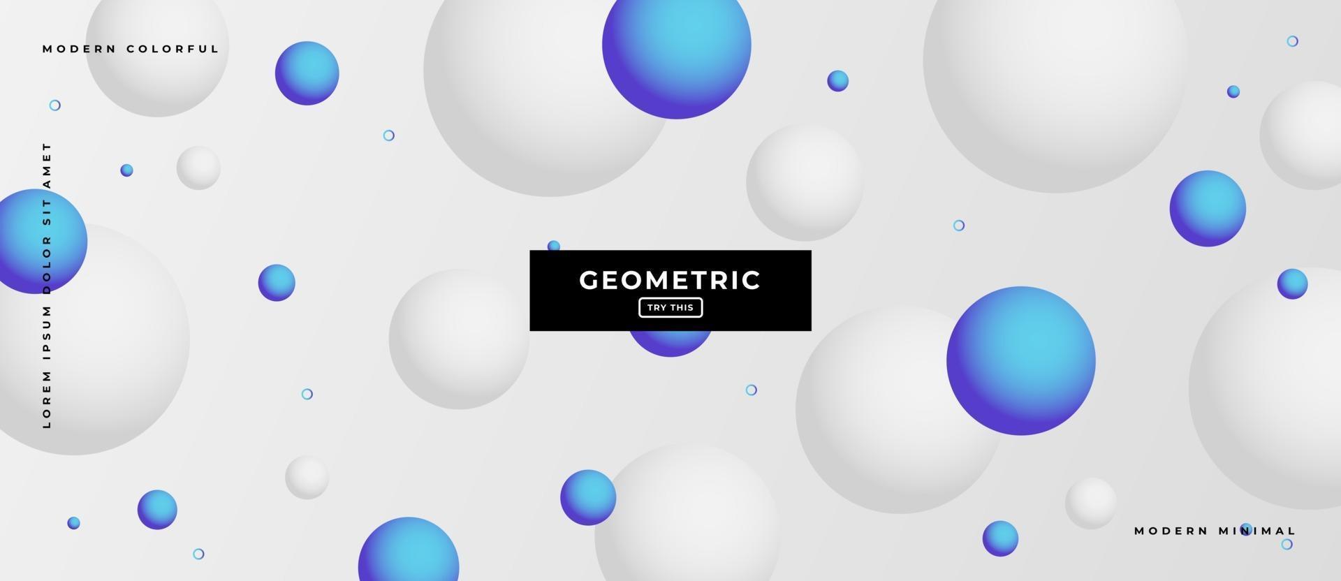 Formas de esfera geométrica 3d que se mueven en fondo blanco y gris. vector