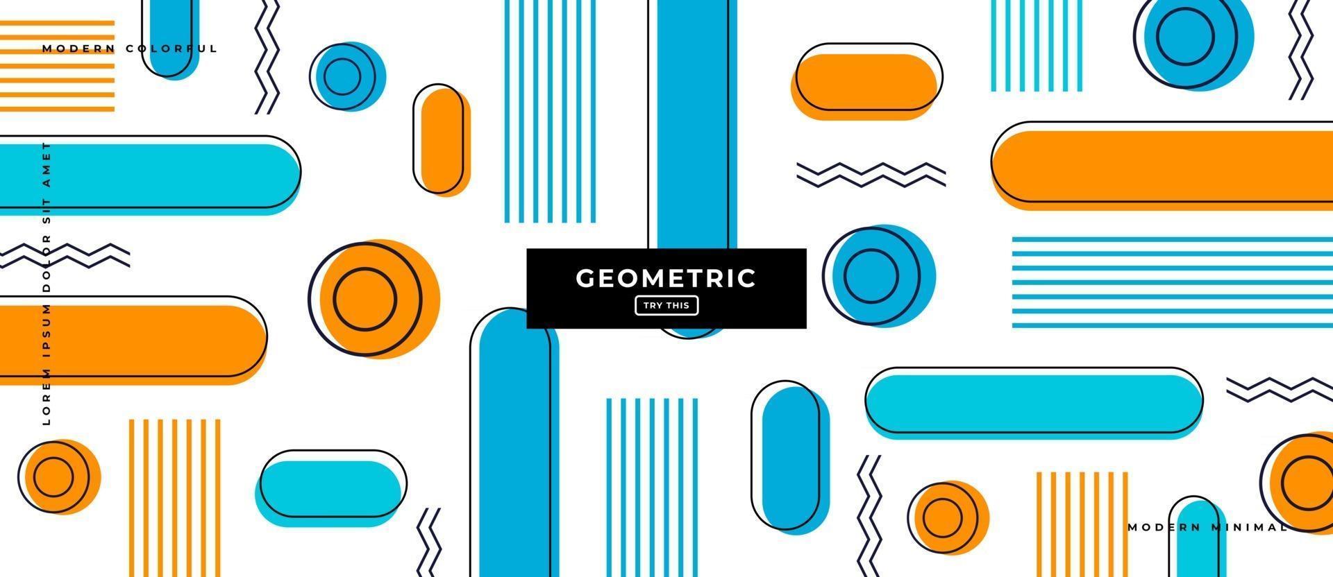 Memphis Style Geometric Shapes Background. vector