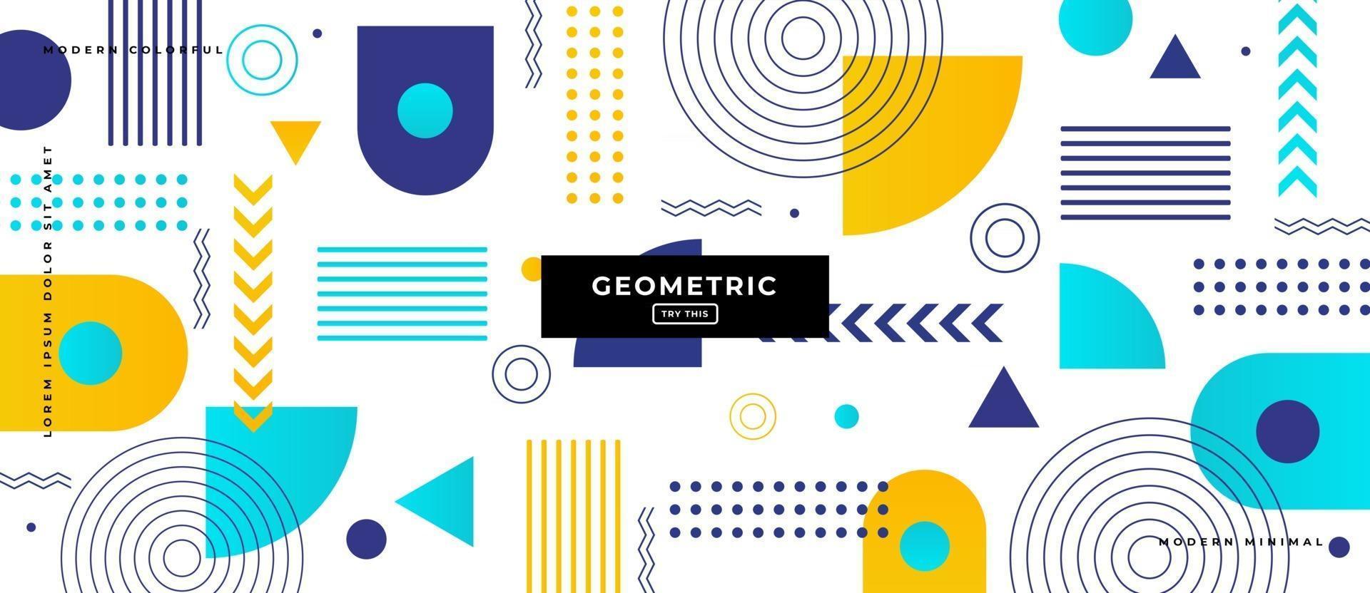 Memphis Style Geometric Shapes Background. vector