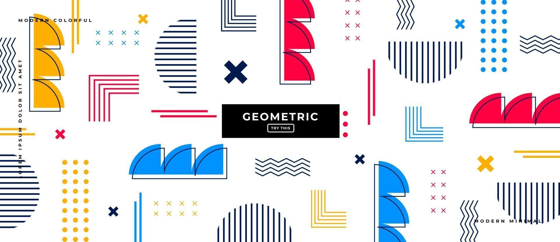 Memphis Style Geometric Shapes in White Background vector