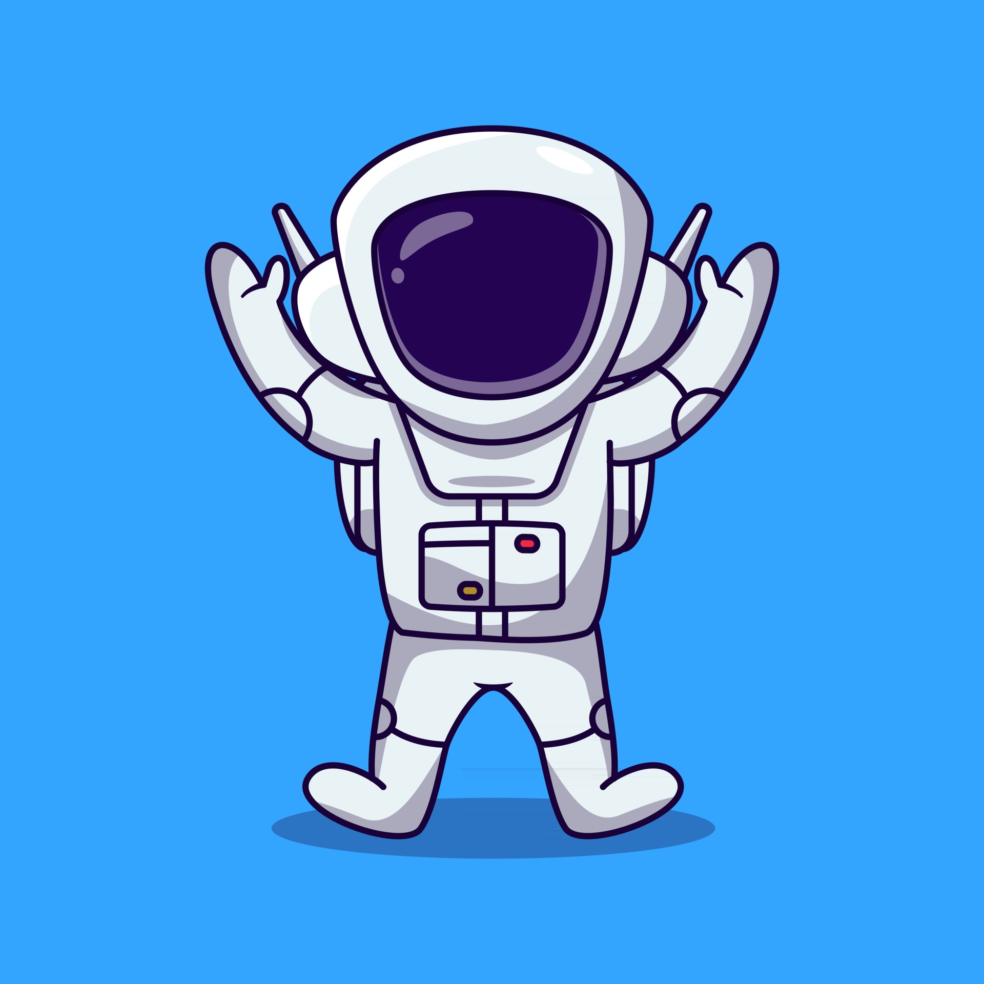 Cute Astronaut jumping and raise 2 hand cartoon illustration. spaceman cartoon vector 2861706