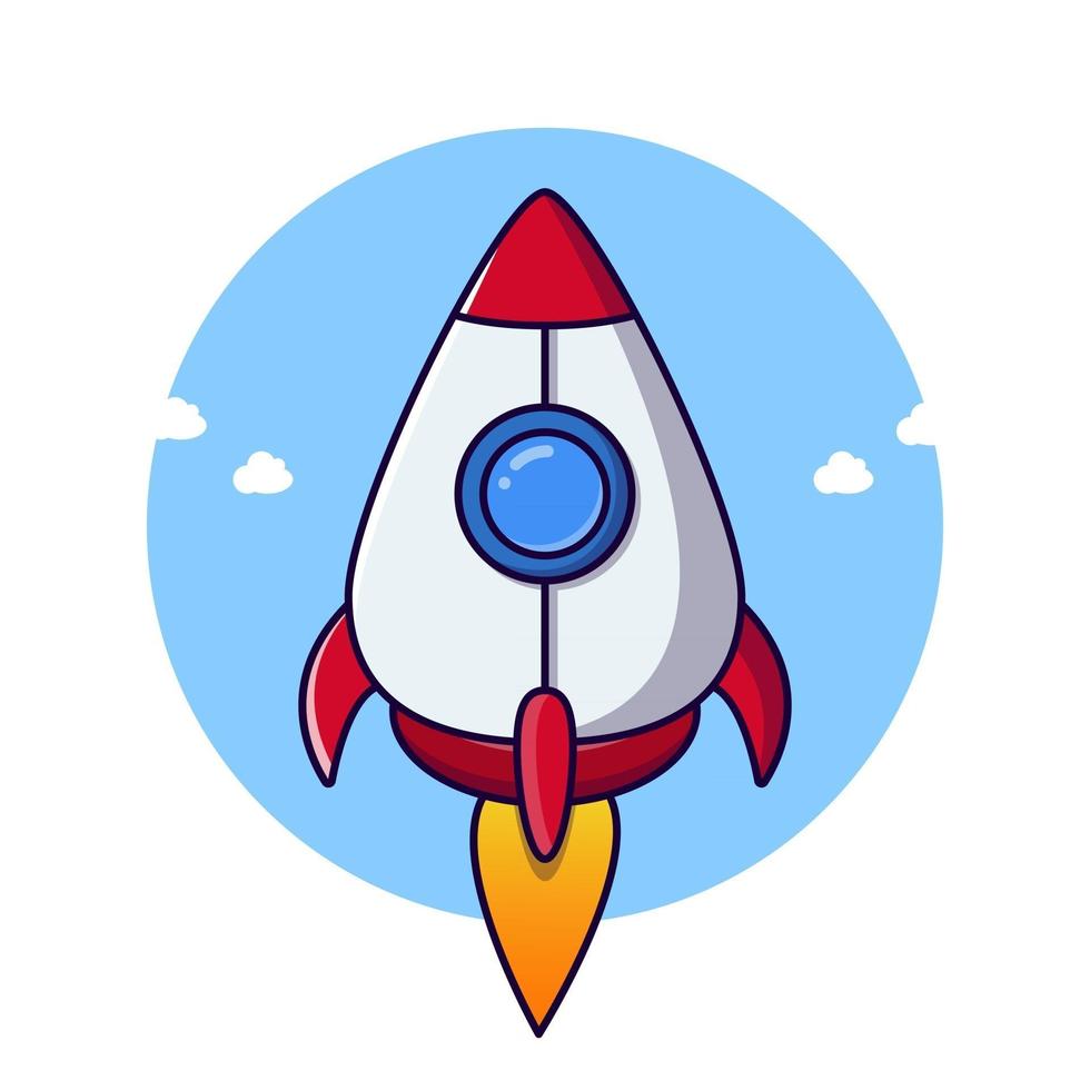 vector de ilustración de vuelo de dibujos animados de lanzamiento de cohete