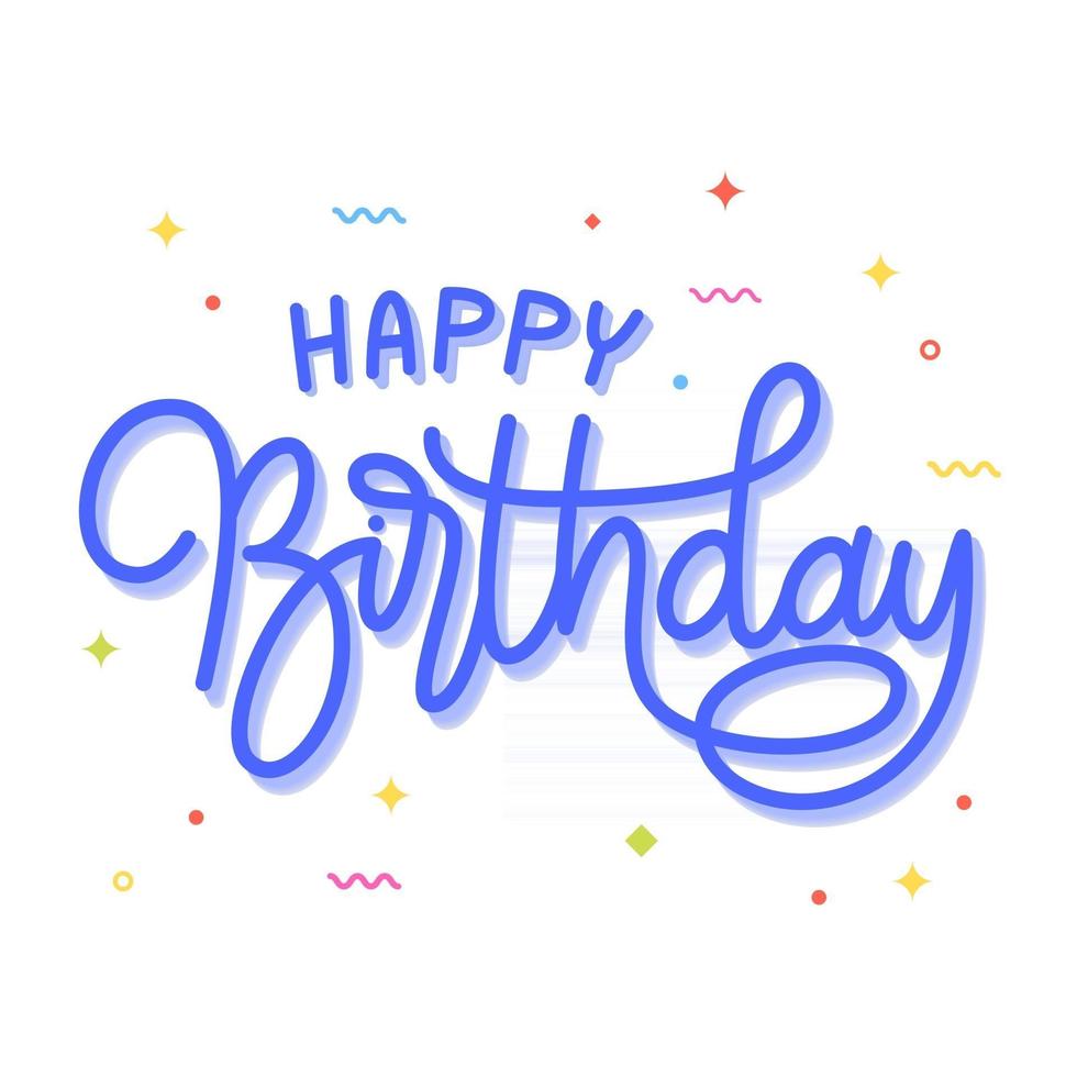 Happy Birthday lettering monoline vector. Beautiful greeting card birthday vector