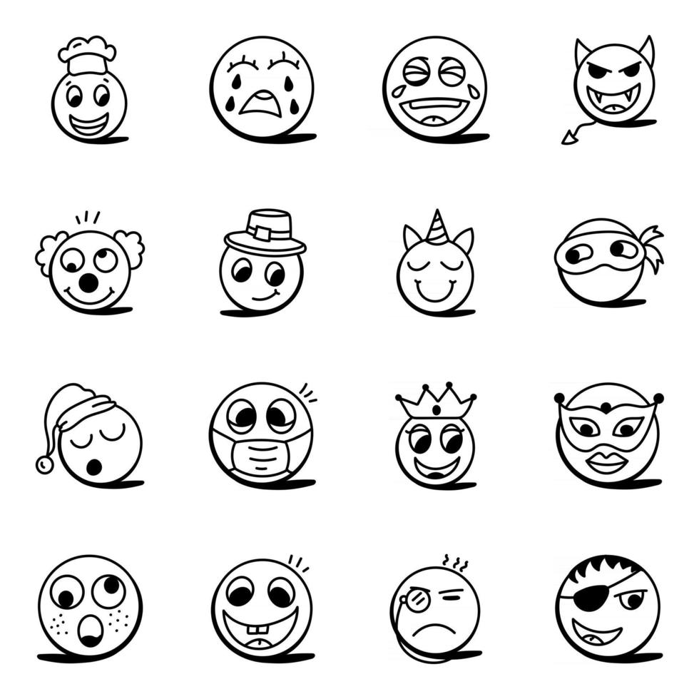 conjunto de lindos emojis vector