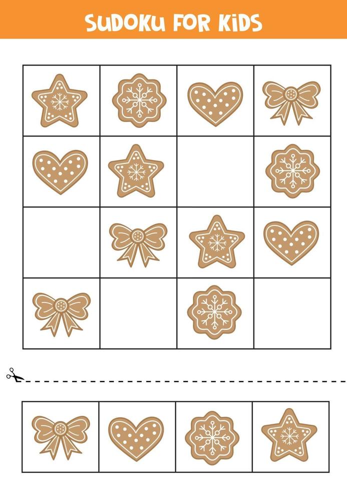 sudoku con galletas navideñas. vector