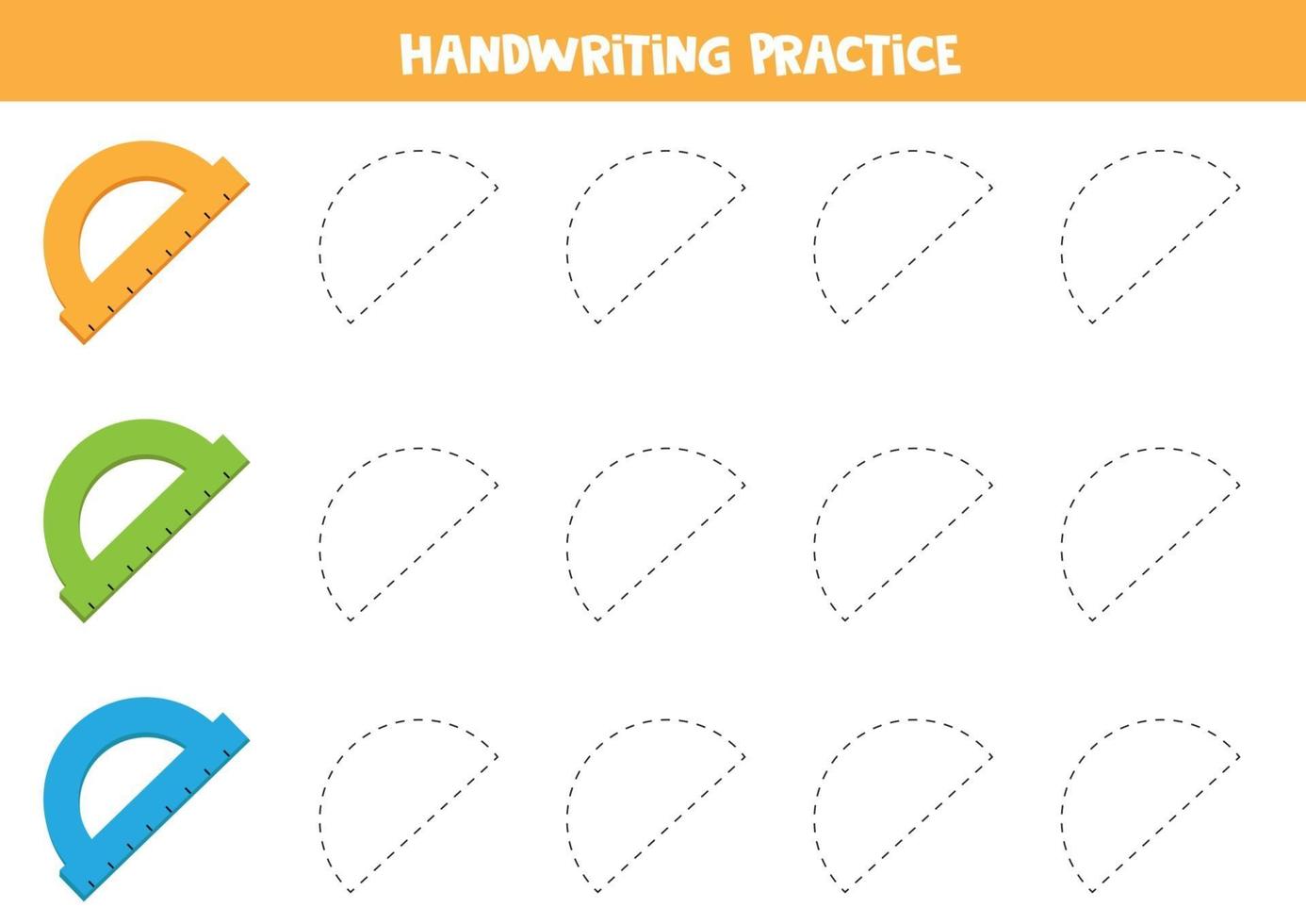 Handwriting practice with colorful rulers. vector