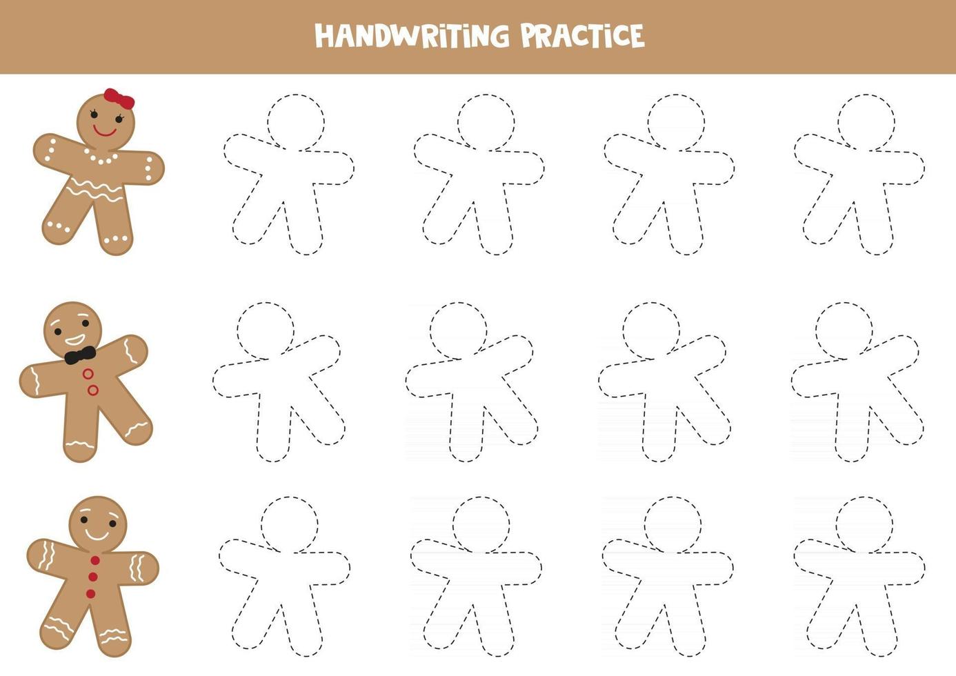 Handwriting practice with cute ginger men. vector