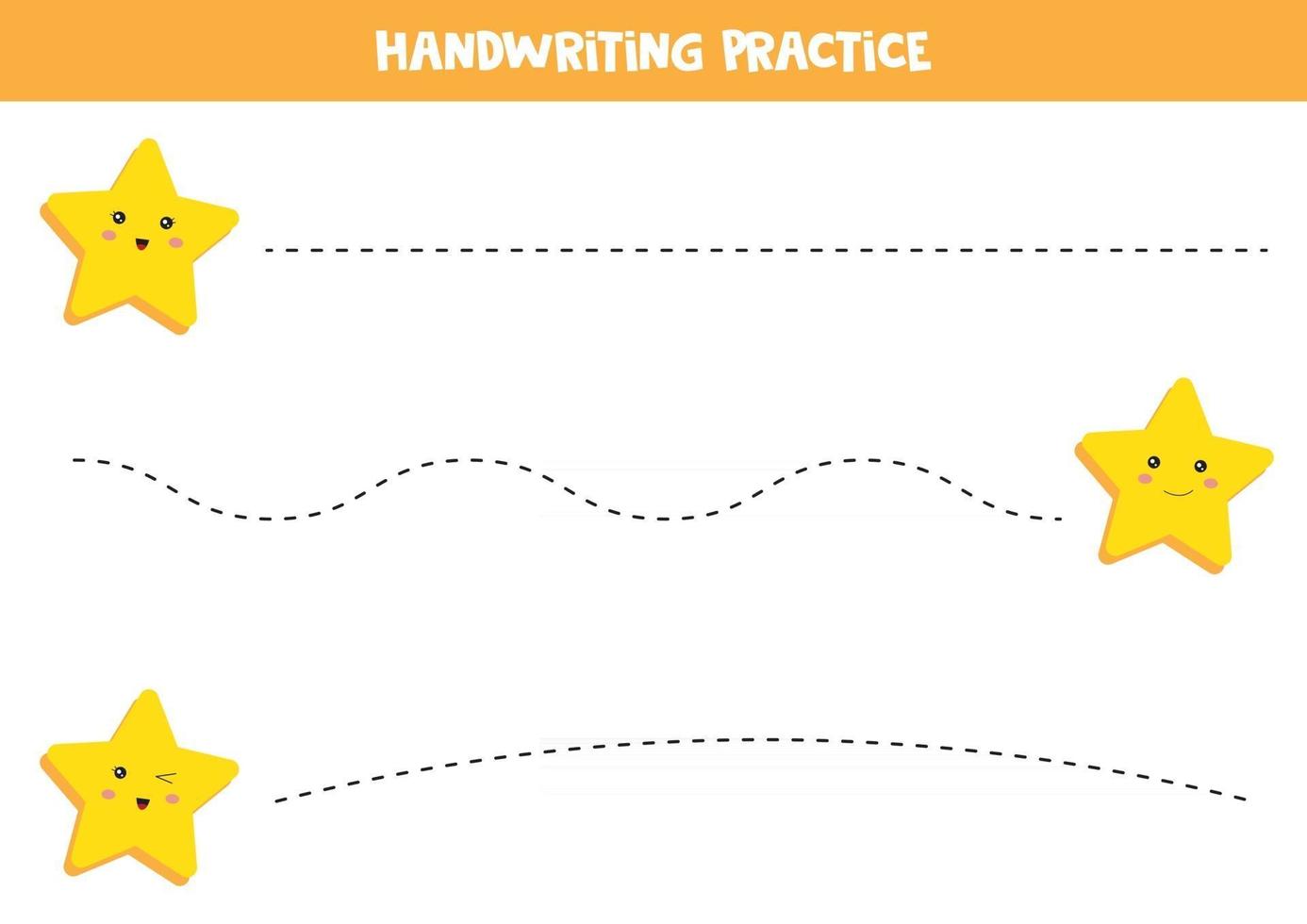 Educational worksheet for preschool kids. Handwriting practice. Trace lines with stars vector