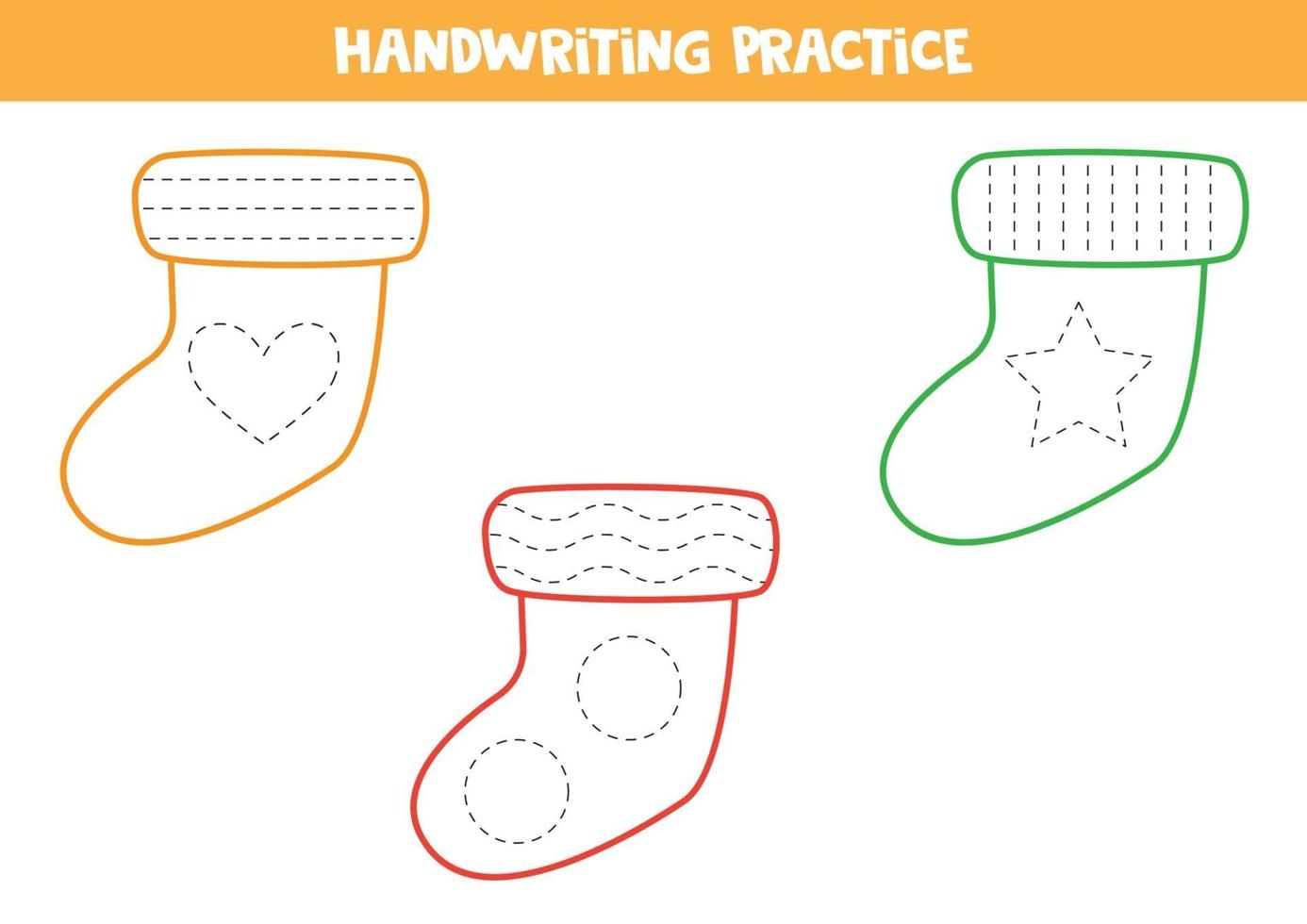 Handwriting practice with colorful socks. vector