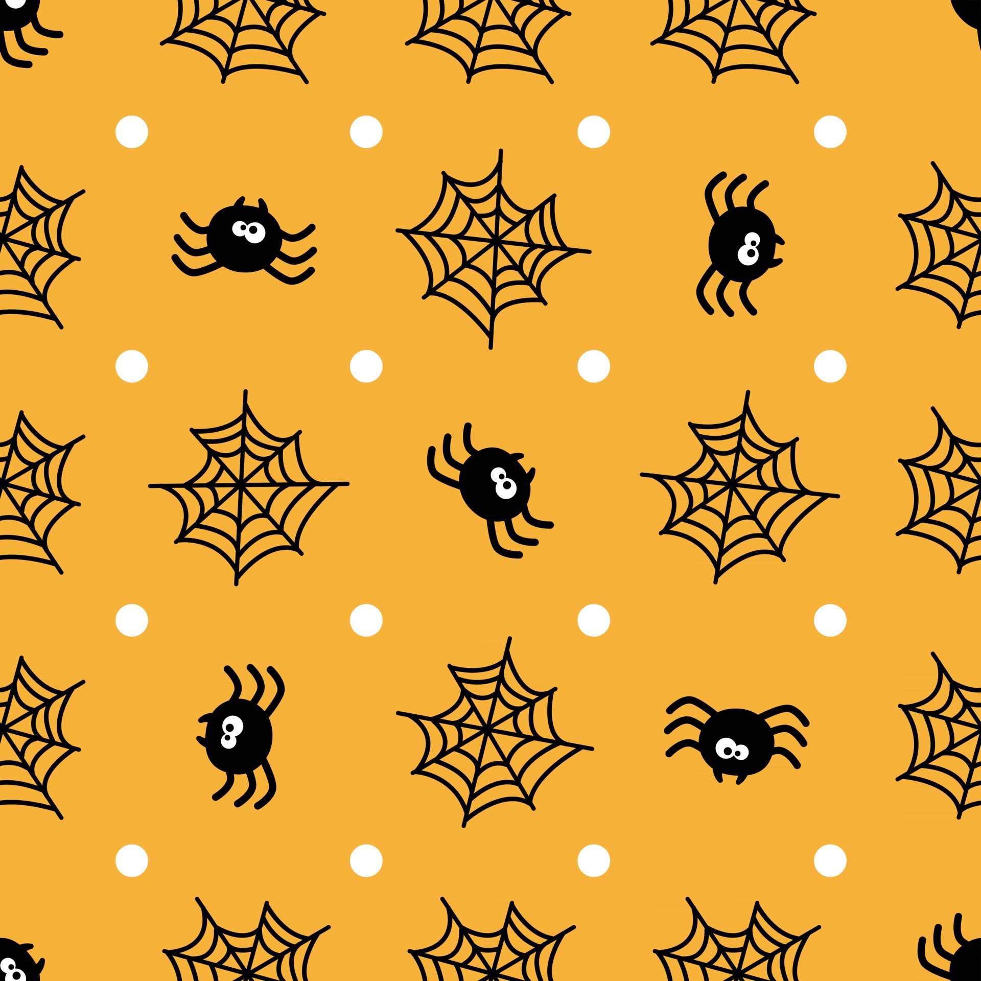 Halloween seamless pattern. Spider and web on yellow background. 2862040  Vector Art at Vecteezy
