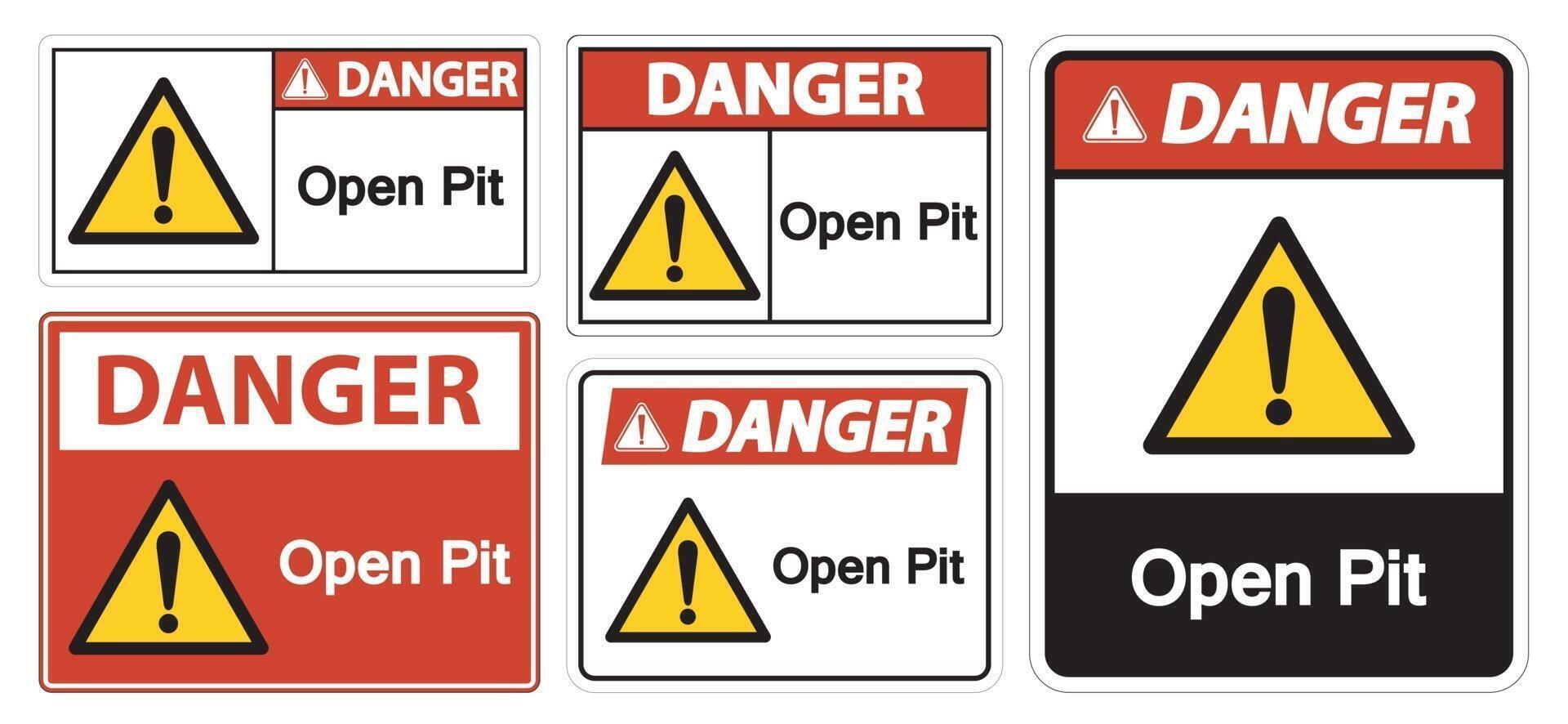 Danger Open Pit Sign Isolate On White Background,Vector Illustration EPS.10 vector