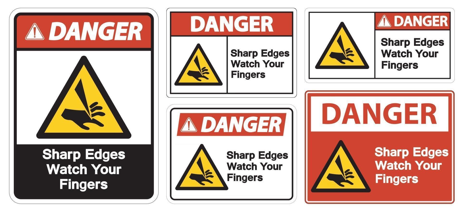 Danger Sharp Edges Watch Your Fingers Symbol Sign Isolate On White Background,Vector Illustration EPS.10 vector