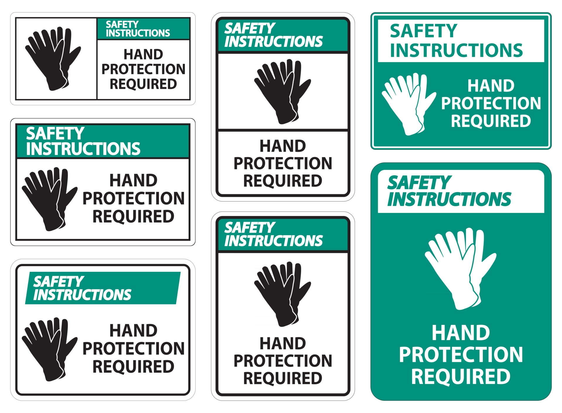 Safety Instructions Hand Protection Required Sign on white background