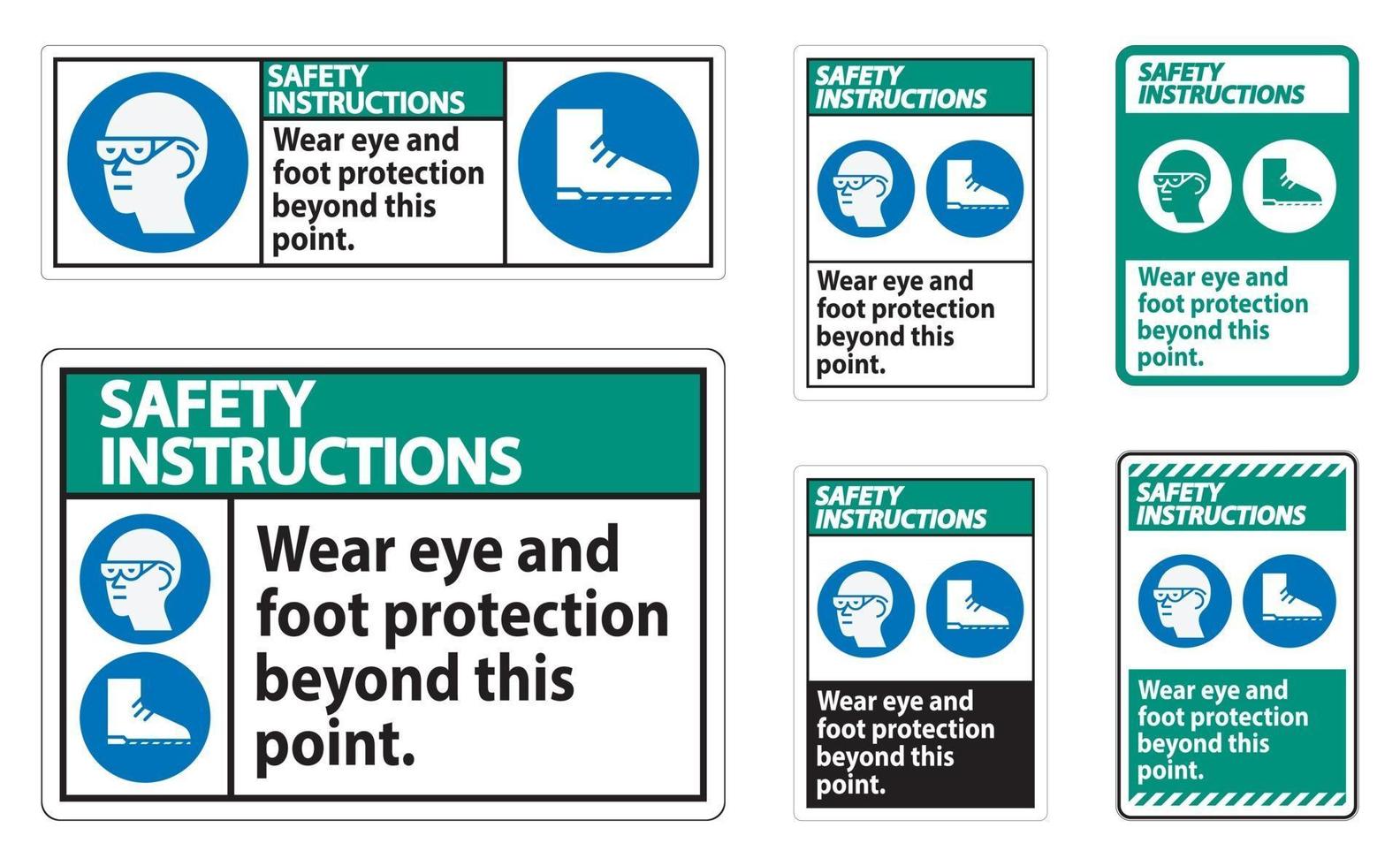Safety Instructions Sign Wear Eye And Foot Protection Beyond This Point With PPE Symbols vector