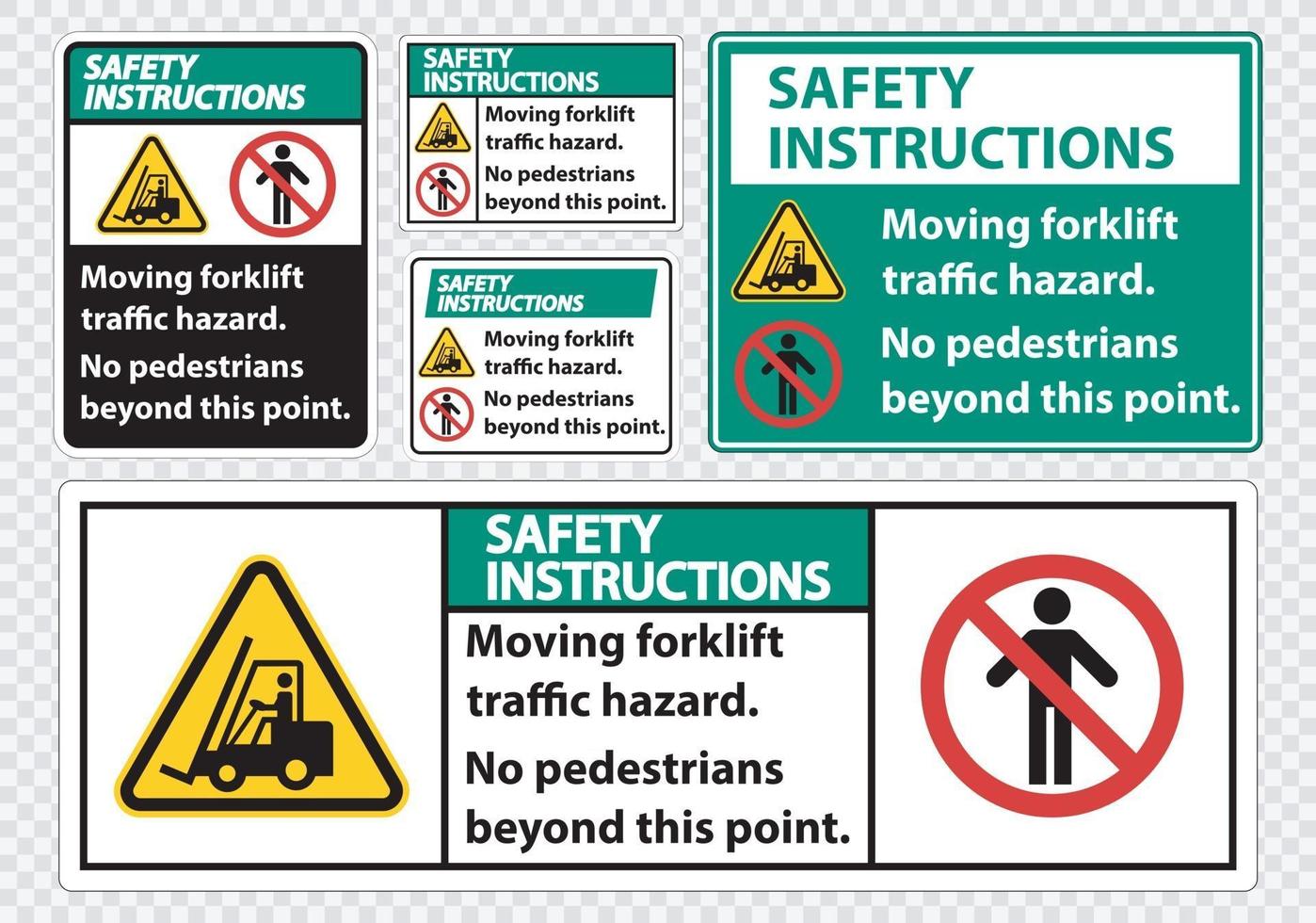 Moving forklift traffic hazard,No pedestrians beyond this point,Symbol Sign Isolate on transparent Background,Vector Illustration vector