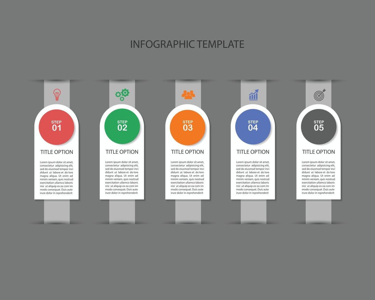 Infographic template design in 5 option vector