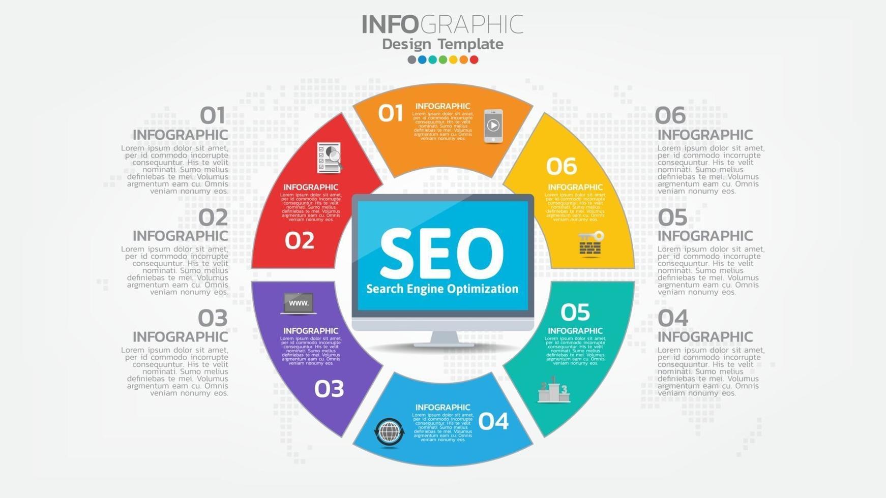 SEO icono de web de banner de optimización de motores de búsqueda para negocios y marketing vector