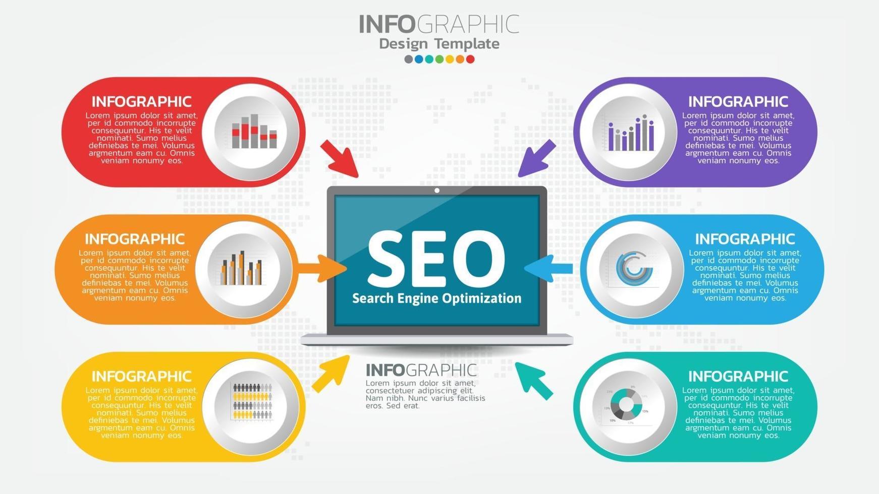 SEO icono de web de banner de optimización de motores de búsqueda para negocios y marketing vector